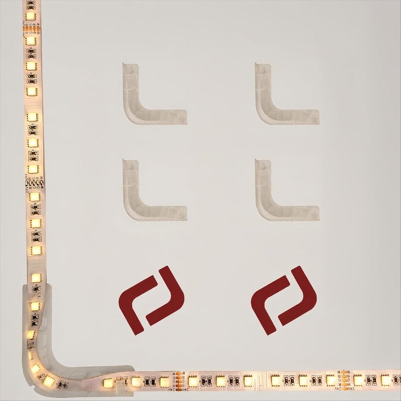 BOXPUT L - Shape LED Light Strip Connectors LED Light Strip Corner Connection Holder Replacement LED Strip Mounting Clips Gapless Connectors for 8mm-12mm LED Strip Lights CH1 (Clear White) - Image 1